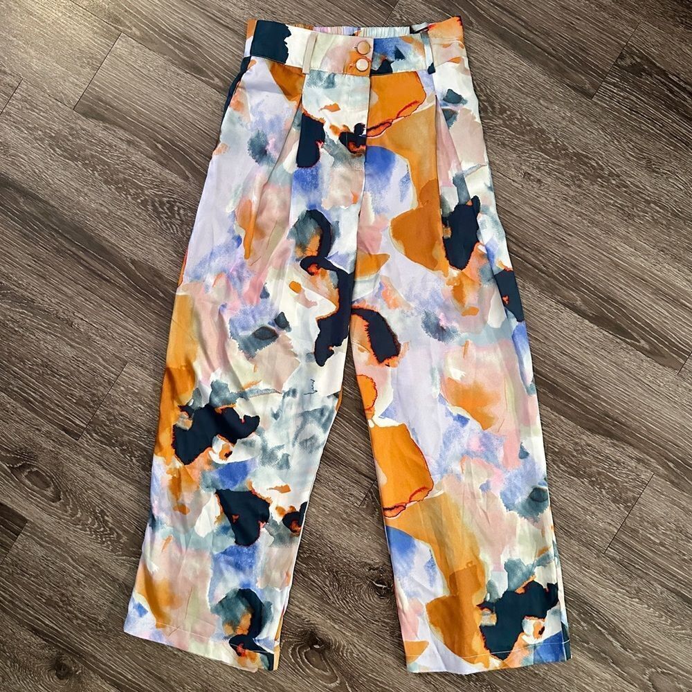 Black Tape Wide Leg Watercolor Pants